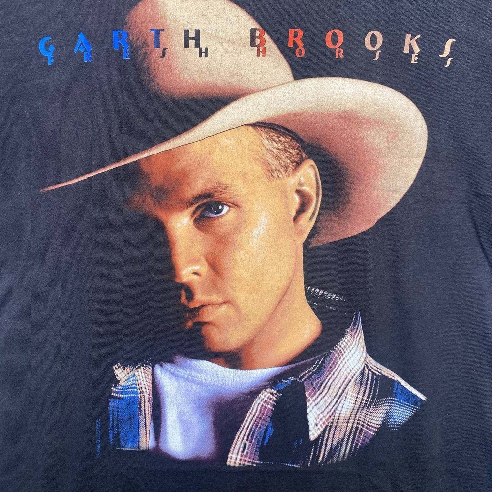 Hanes Garth Brooks Fresh Horses T Shirt Mens Lg Black Vintage 1996 Tour Graphic - Picture 2 of 10
